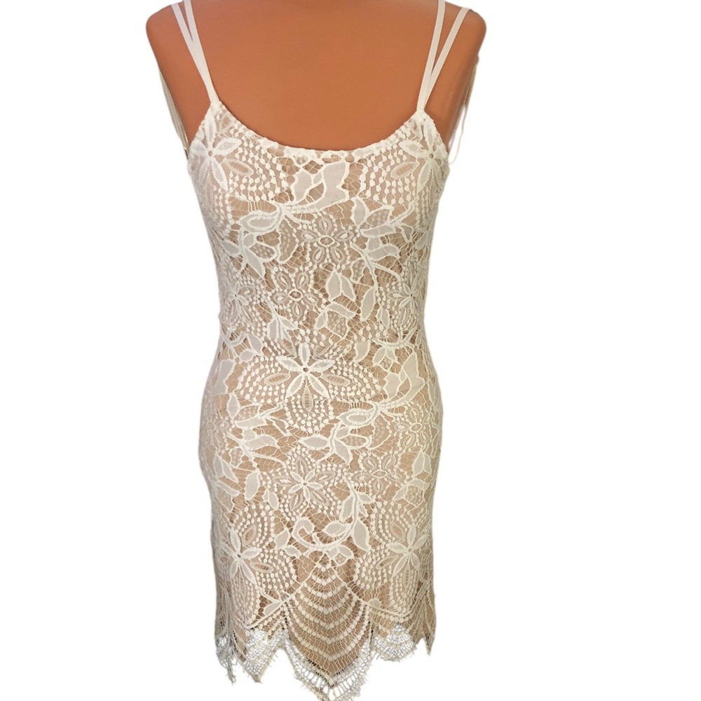 For Love And Lemons Cream Lace Chemise Backless Dress